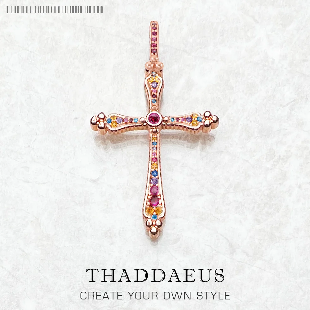 Pendant Royalty Cross Spring Bohemia Fine Jewelry Europe Style 925 Sterling Silver Rose Gold Color Soul Gift For Woman