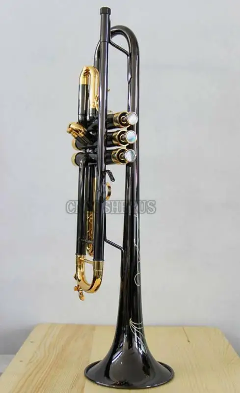 Hot sale  Professional Black Nickel Trumpet Monel Valve Engraving Bell With Case