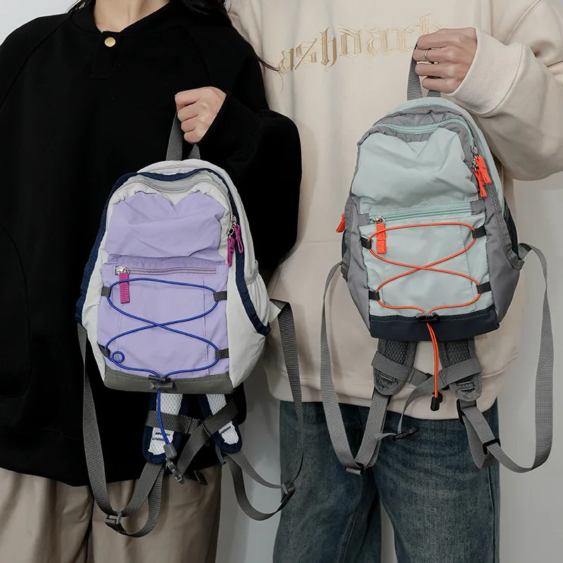 Ins Wind Small Schoolbag for Women Cute Drawstring Mini Casual Hiking Lightweight Backpack for Women