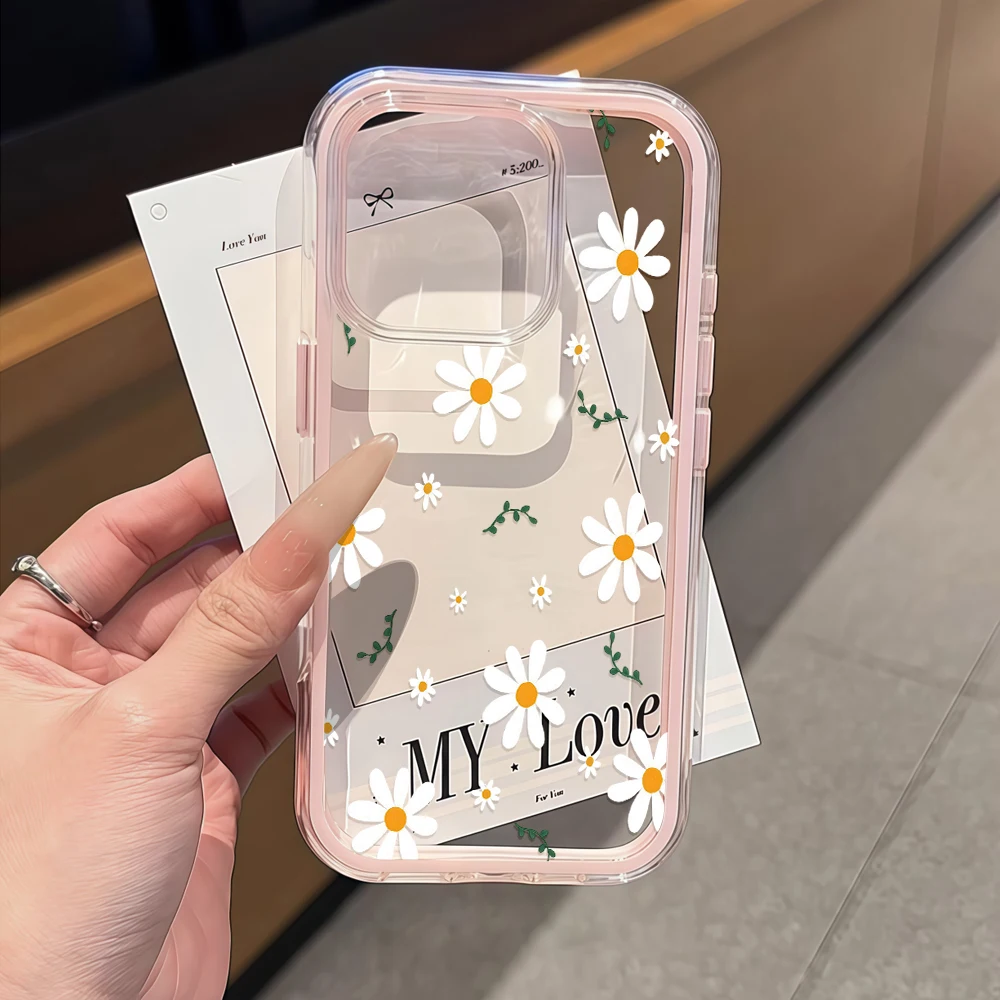 Clear Airbag Case For Samsung Galaxy S26 Ultra S25 S24 FE S23 S22 Plus A55 A57 A54 A36 A35 A15 A16 Ins Style Flower TPU Cover