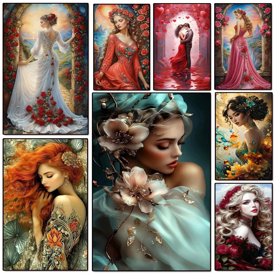 

Full Round Square Diamond Painting Beautiful Women Diamond Art Embroidery Sale Cross Stitch For Diy Crafts Home Decors