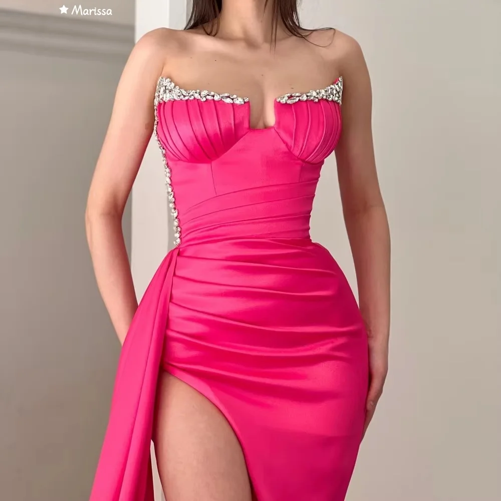 Marissa Abiti da ballo in tessuto di raso Abiti da sera a coda di pesce Donna Elegante abito da festa elegante da donna di lusso su misura Prom 2025