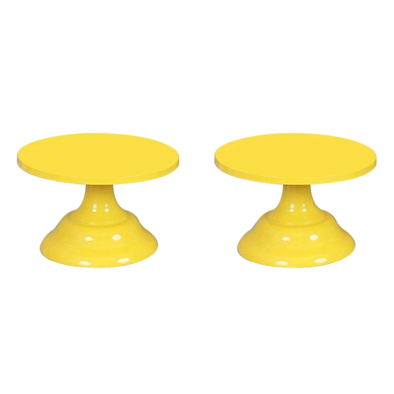 

LJL-2X Metal Iron Cake Stand Round Pedestal Dessert Cupcake Display Rack Bakeware For Birthday Wedding Party (Yellow S)