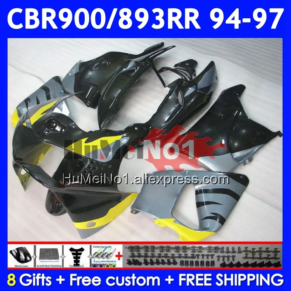 Silver black Body For HONDA CBR 893RR CBR 893 CBR900 CBR893 RR 55No.89 CBR900RR CBR893RR 94 95 96 97 1994 1995 1996 1997 Fairing