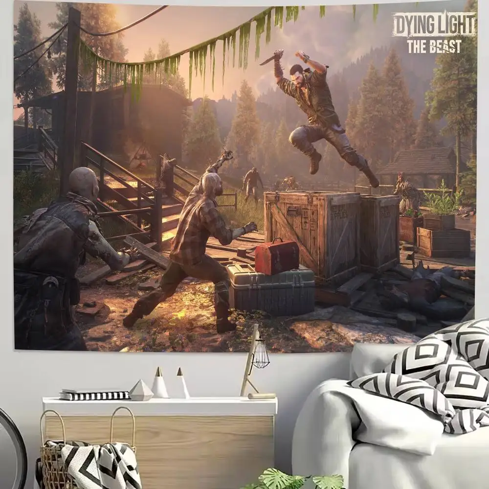 لعبة الموضة كول الموت ضوء الوحش نسيج شعبية غرفة الديكور قماش مزخرف جداري غرفة الفن ديكور المنزل جدار ديكور فني #6