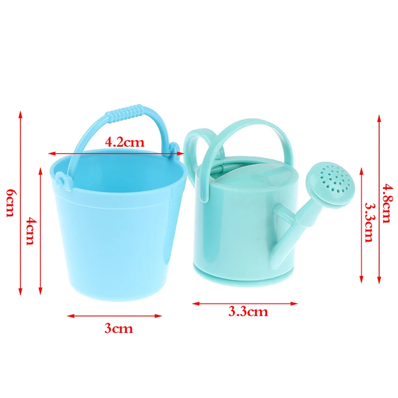 1Set Dollhouse Miniature Bucket Watering Can Model Plant Watering Tool Garden Decor Toy