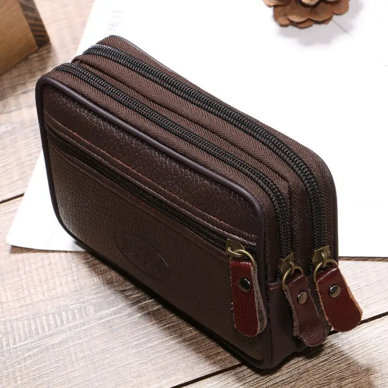 Cow Leather Waist Bag The Belt Outdoor Small Purse Wear Resistant Fanny Waist Pack Multifunction Phone Coin Unisex Waist Bag