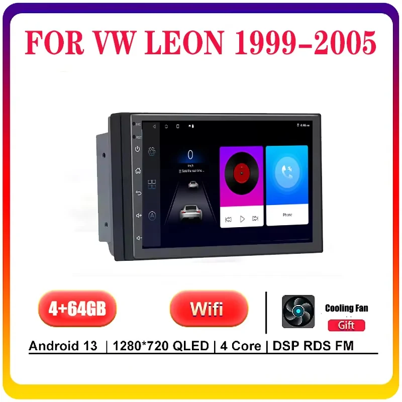 

7“4+64GB Android Car Radio For VW LEON 1999-2005 Video Player GPS Navigaion Carplay Head Unit