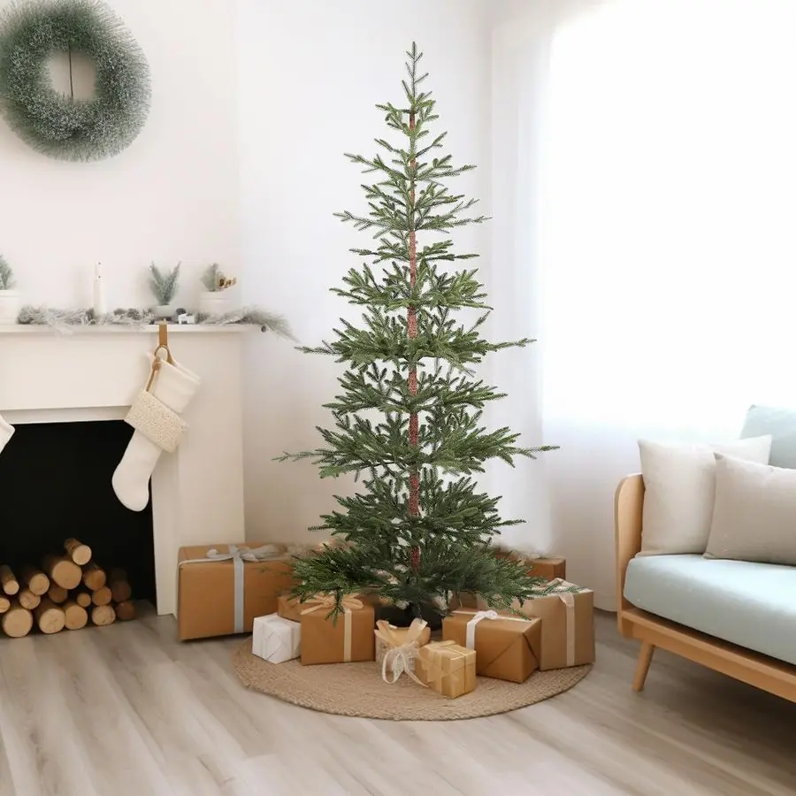 شجرة عيد الميلاد الاصطناعية من جبال الألب بطول 7 أقدام، شجرة عيد الميلاد المتناثرة، باللون الأخضر