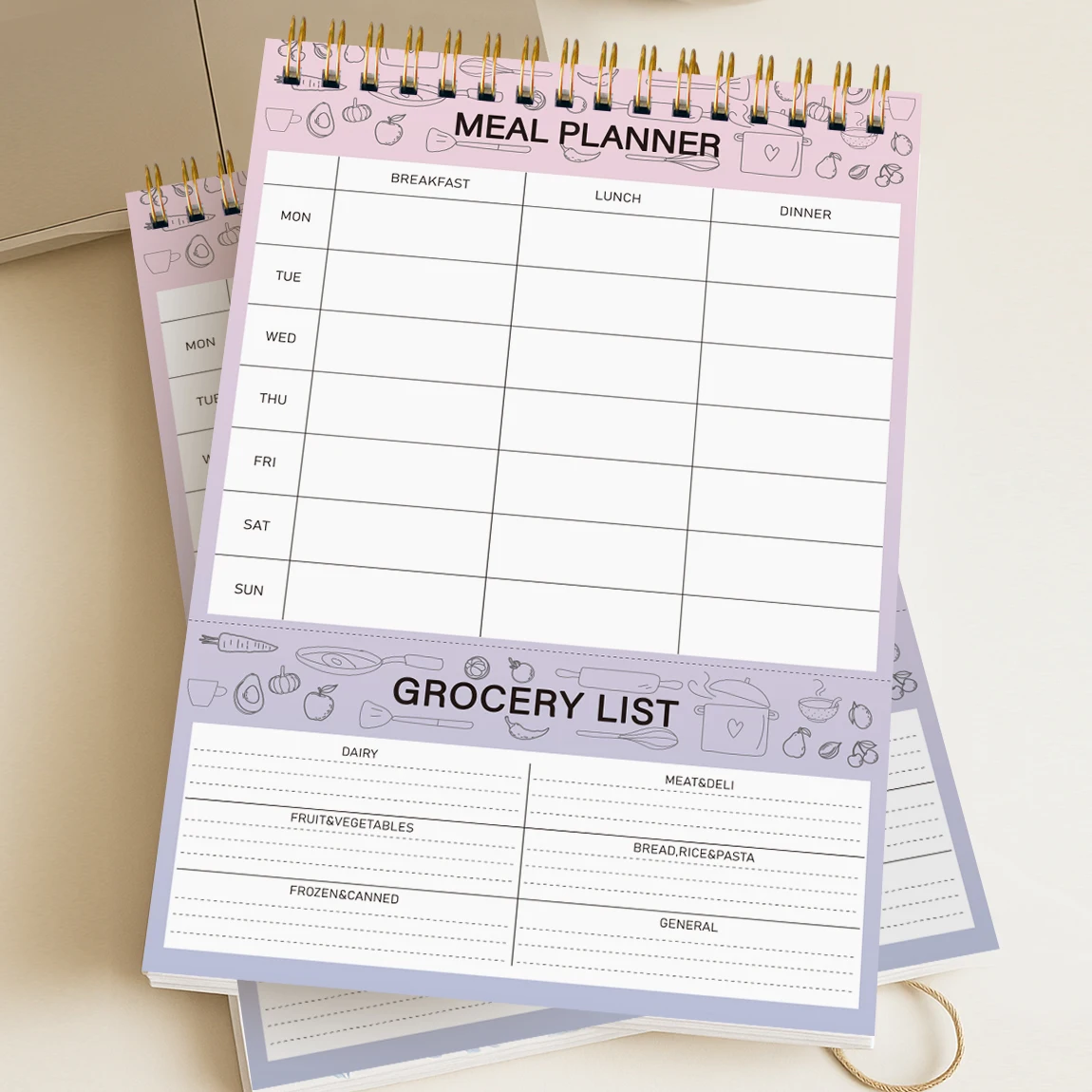 A5 Magnetic Weekly Meal Planner Pad for Fridge with Tear-Off Grocery List – Food Menu Organizer Notepad for Home & Kitchen