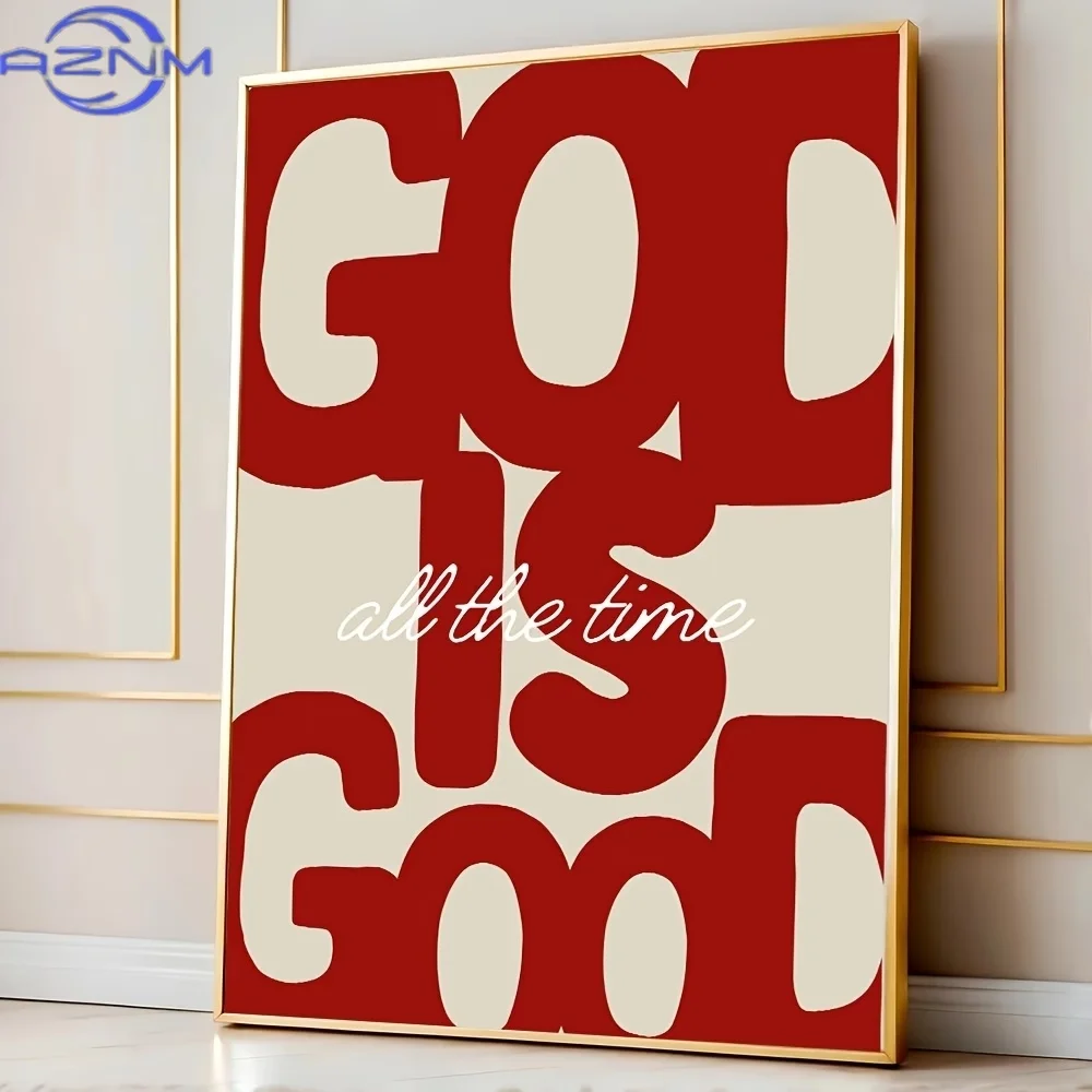 AZNM – impression sur toile, art mural moderne et rétro, citation chrétienne « God is Good », peinture sur toile, affiche, image pour chambre à coucher, salon, décoration de la maison