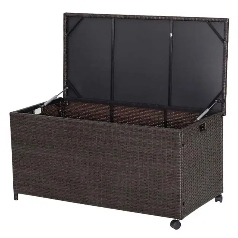 

Outdoor Wicker Storage Box with Zippered Liner-50 Gallon