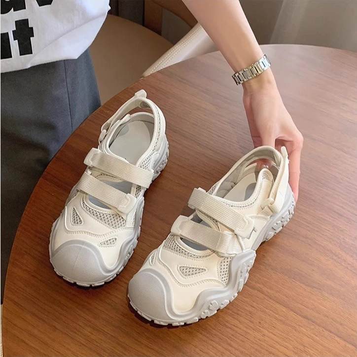 Thick Soled Breathable Toe Cap Sandals Summer Hollow Mesh Women's Casual Shoes, Soft Soled Lightweight Lazy Shoes tenis de mujer - Image 3