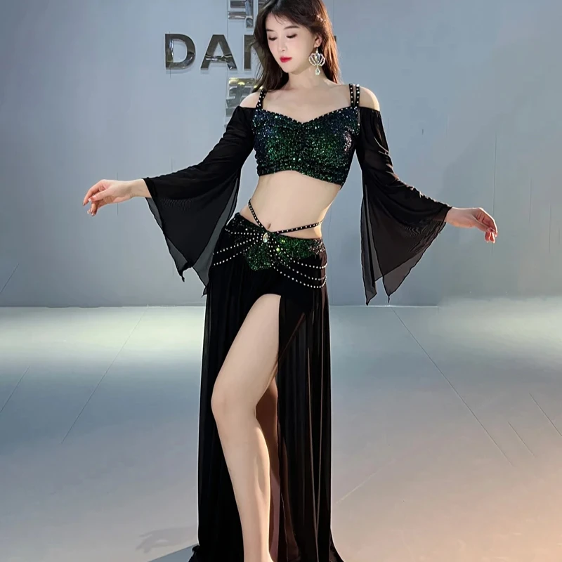Belly Dance Practice Suit Autumn and Winter New Top & Skirt Belly Dancing Performance Costume Adult Oriental Dance Class Outfit
