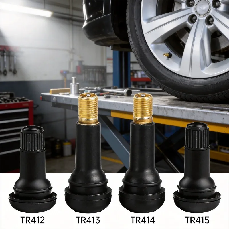 Válvulas para Neumáticos sin Cámara para Automóvil, 4/8/24 Piezas, Válvulas TR412/TR413/TR414/TR415 con Cubierta Antipolvo, Válvulas de Goma Negra a Presión