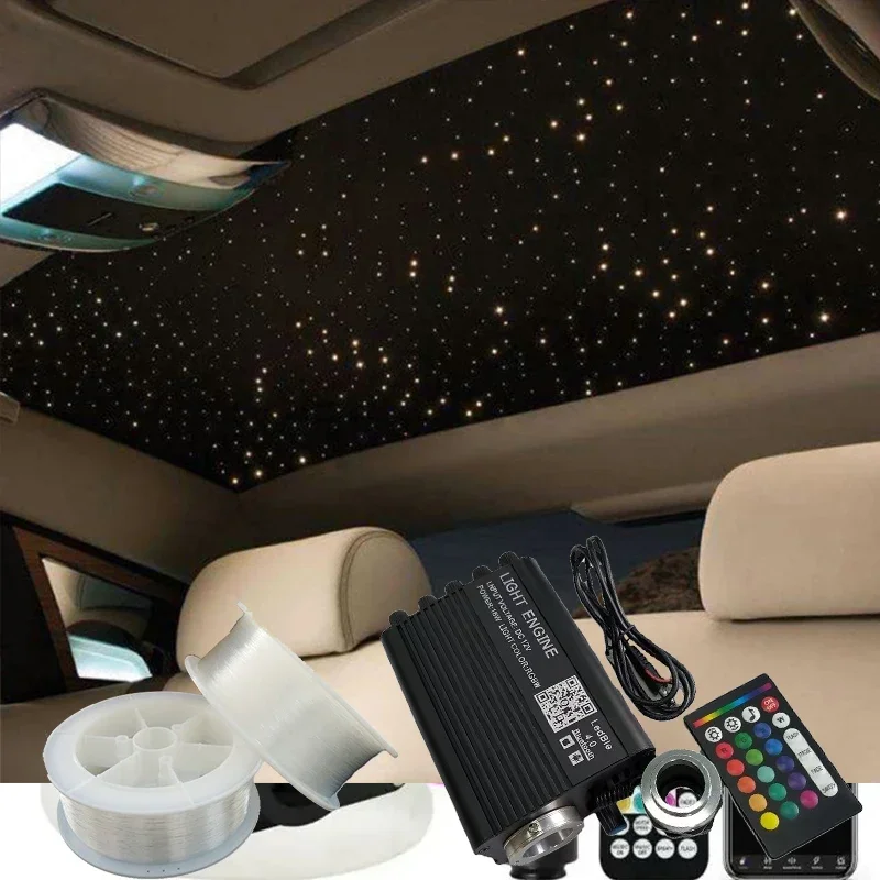 18W Twinkle LED Optic Fiber lights decoration Starlight Headliner Kit for Car Roof Fiber cable 0.75mm 2 meter with Bluetooth APP