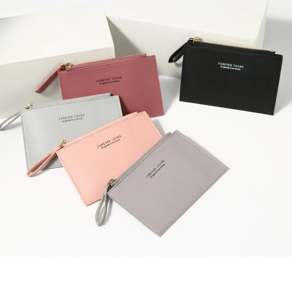 Mini Business Card Case PU Wallet Name Card Holder Men's Women's PU Zipper Cash ID Card Credit Card Holder Holiday Gift