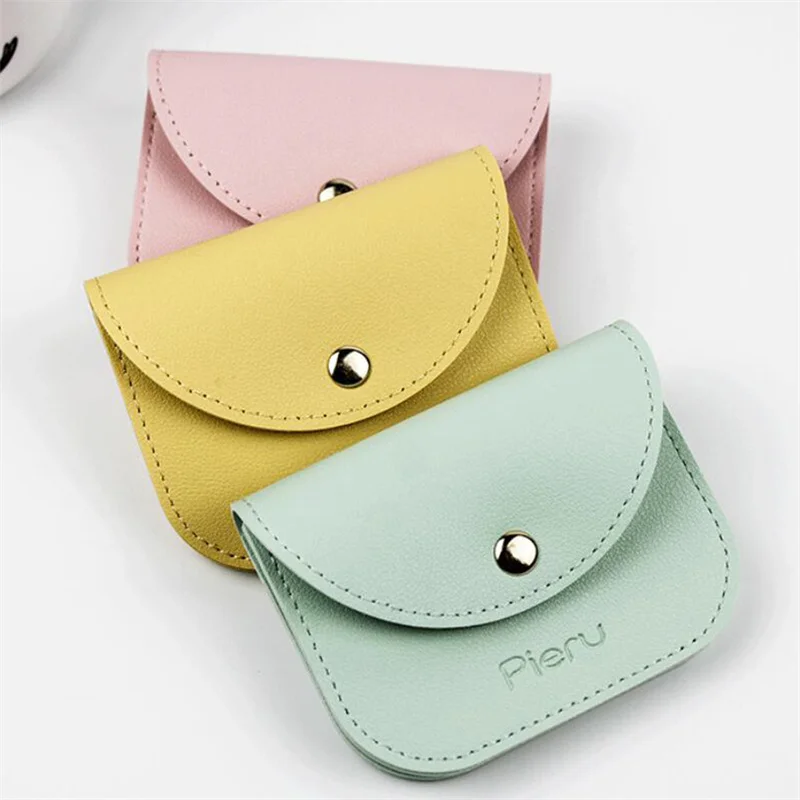 Fashion Brand Leather Purses For Women With Snap Button Coin Wallet Document Holder Coin Purse Children's Bag Girls Change Purse