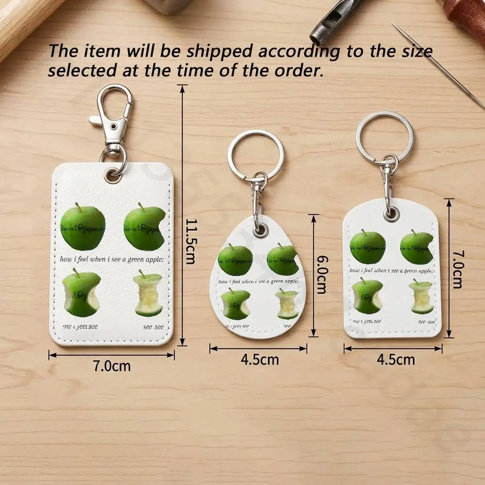 All About Lily Chou-Chou Rectangle Card Case Keychain Access Card Bag Key Tag Ring Leather Card Holder Key Ring Access view 4