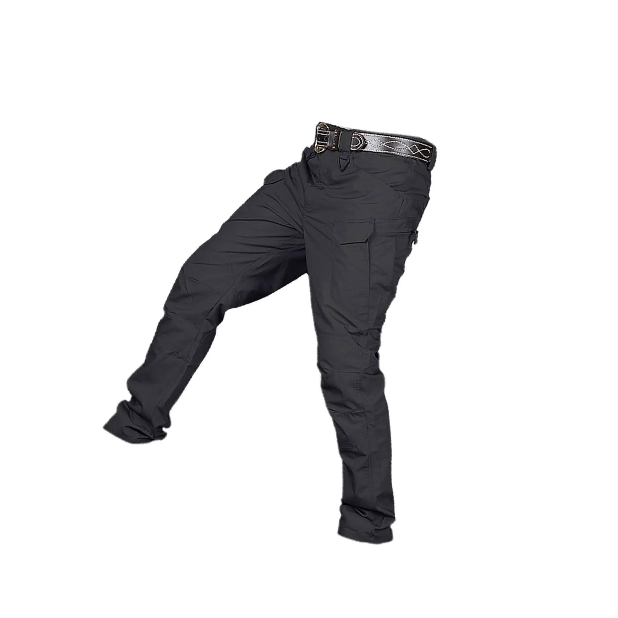 

Mens Streetwear Casual Cargo Work Pants Amy Trousers Multi Pockets Gray_XXL
