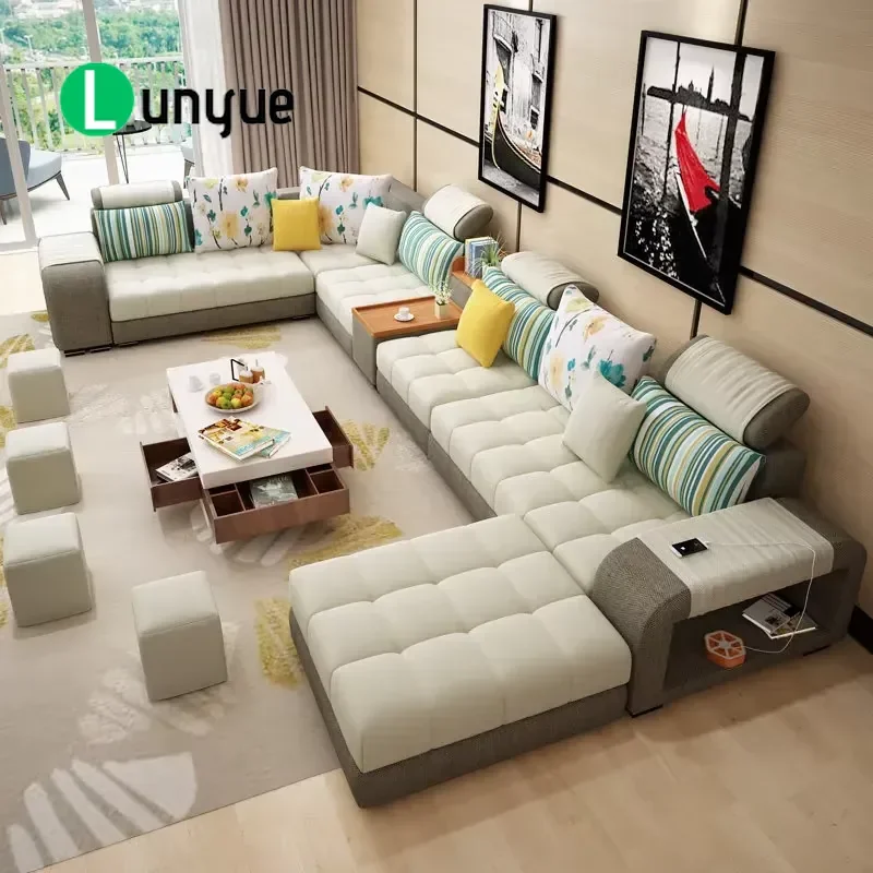 Living Room Furniture New Model Italian Elegant Adult Velvet Fabric Tufted Extendable Sectional Multicolor 7 Seater Floor