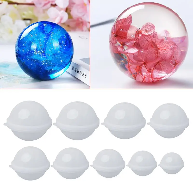 Esfera silicone resina molde bola moldes de cola epoxy para jóias artesanato fazendo banho molde diy colar jóias 124a