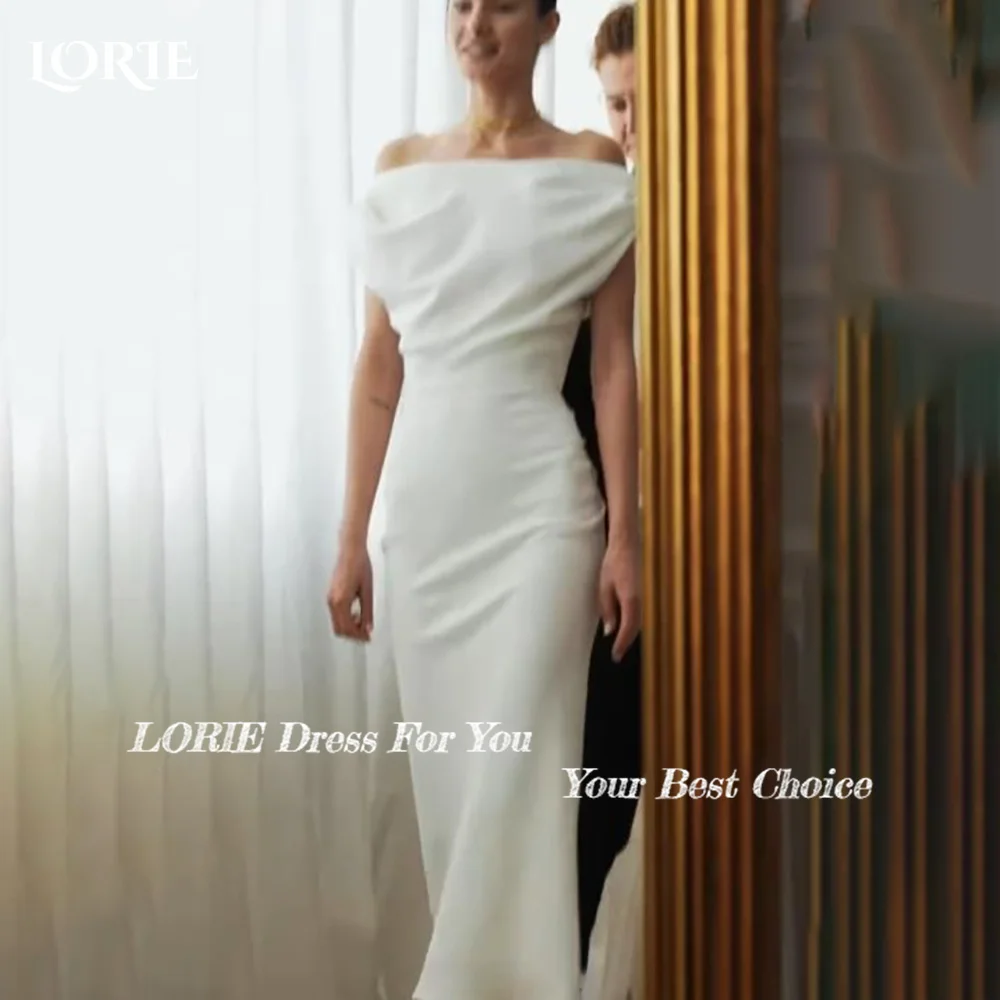 

LORIE Lace Beach Wedding Dresses Off Shoulder A-Line Satin Bride Gown Pleats Princess Bridal Dress vestidos de novia Customized