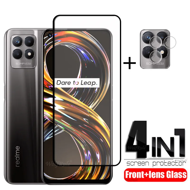 4-in-1 For OPPO Realme 8i Glass For Realme 8i Tempered Glass Phone Film Full Cover Screen Protector For Realme 8i 9i Lens Glass