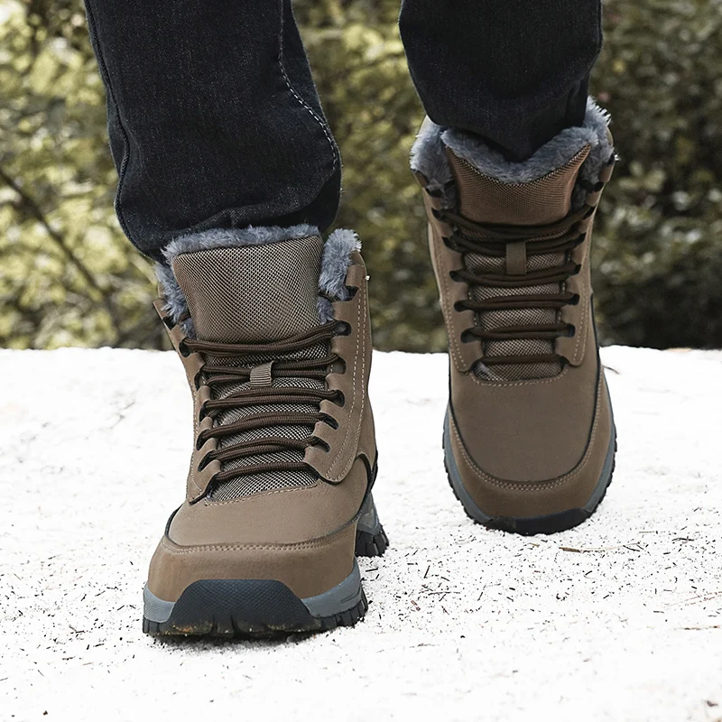 Nuevas botas de invierno para hombre, zapatos deportivos impermeables, muy cálidas, a prueba de viento, zapatos para caminar al aire libre para hombre, botas, zapatos de trabajo