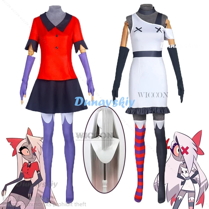 

Anime Hazbin Cos wig Hotel Vaggie Cosplay Costume Uniform Adult Men Women Party Devil Radio Demon Carnival Halloween Full Set