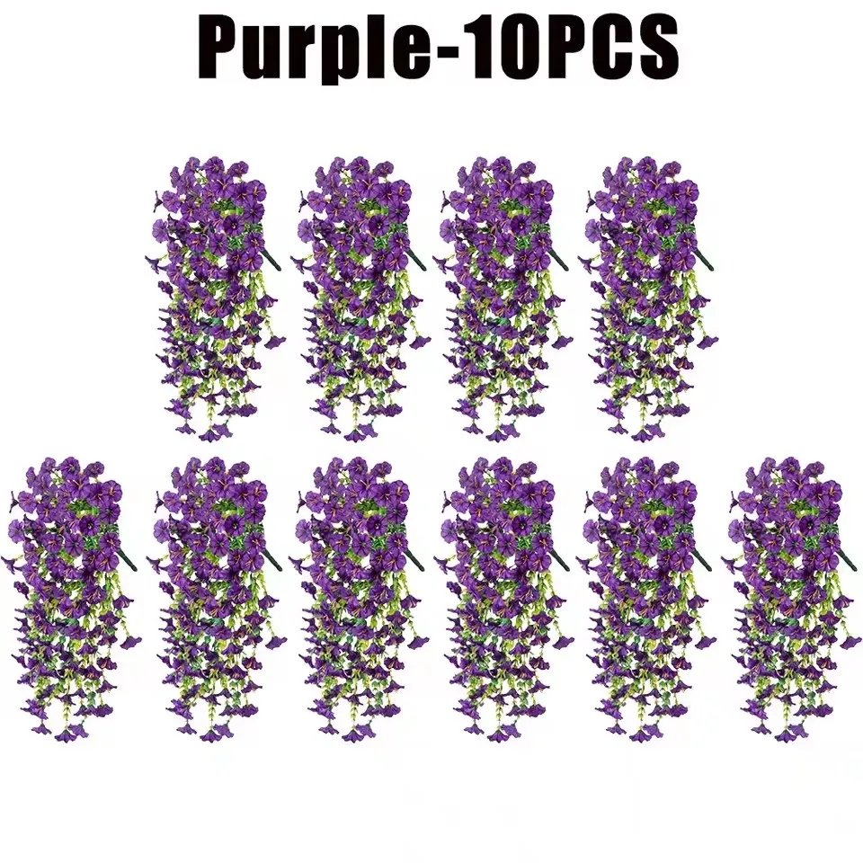 1/10PCS Kunstmatige Morning Glory Hangende Bloemen Nep Bloem Outdoor Huis Tuin Muur Opknoping Petunia Planten Bruiloft Decoratie