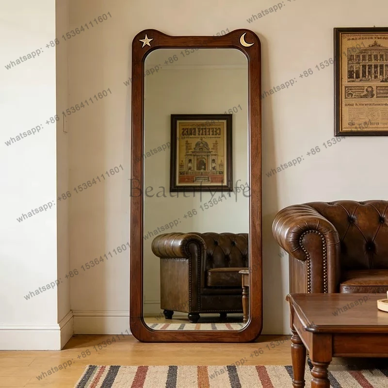 

American retro full-length mirror household medieval floor-to-ceiling full-length mirror French living room entrance wall