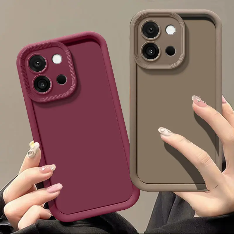 

For OnePlus 13S 13T 13R 13 Case New Solid Color Stepped Matte Soft Silicone Cover For OnePlus AEC5 Pro Shockproof Bumper Funda