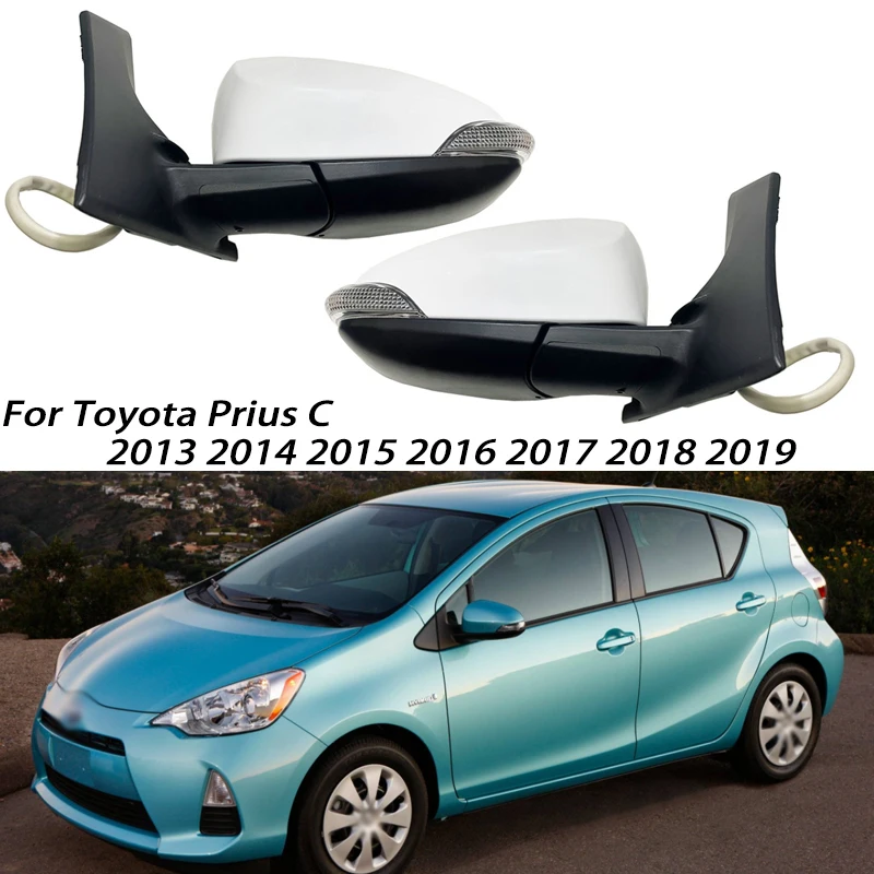 

Автомобильное боковое зеркало заднего вида для Toyota Prius C 2013-2019, автомобильный сигнал поворота, нагреватель, электрическое зеркало, регулируемые аксессуары