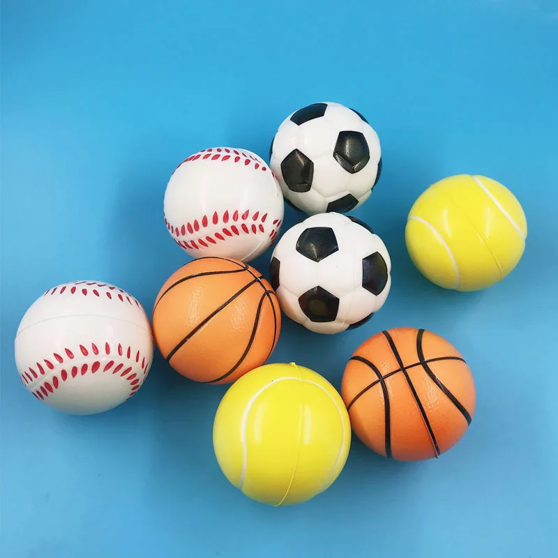 12Pcs Fun PU Foam Soft Balls Anti Stress Ball Relief calcio calcio basket Baseball Tennis spremere giocattoli per bambini adulti