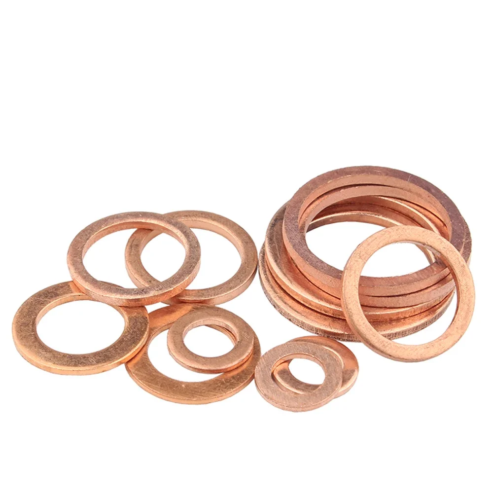 2-50Pcs M5 M6 M8 M10 M12 M14 M16 M18 M20 M22 M30-M42 Solid Copper Washer Shim Flat Ring Gasket Rings Seal Plain Spacer Washers