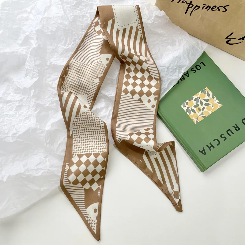 2024 New 9 Colors Silk Scarf Women\'s Small Ribbon Bag Tie Women\'s Headband Scarf Women\'s Scarf Ribbon