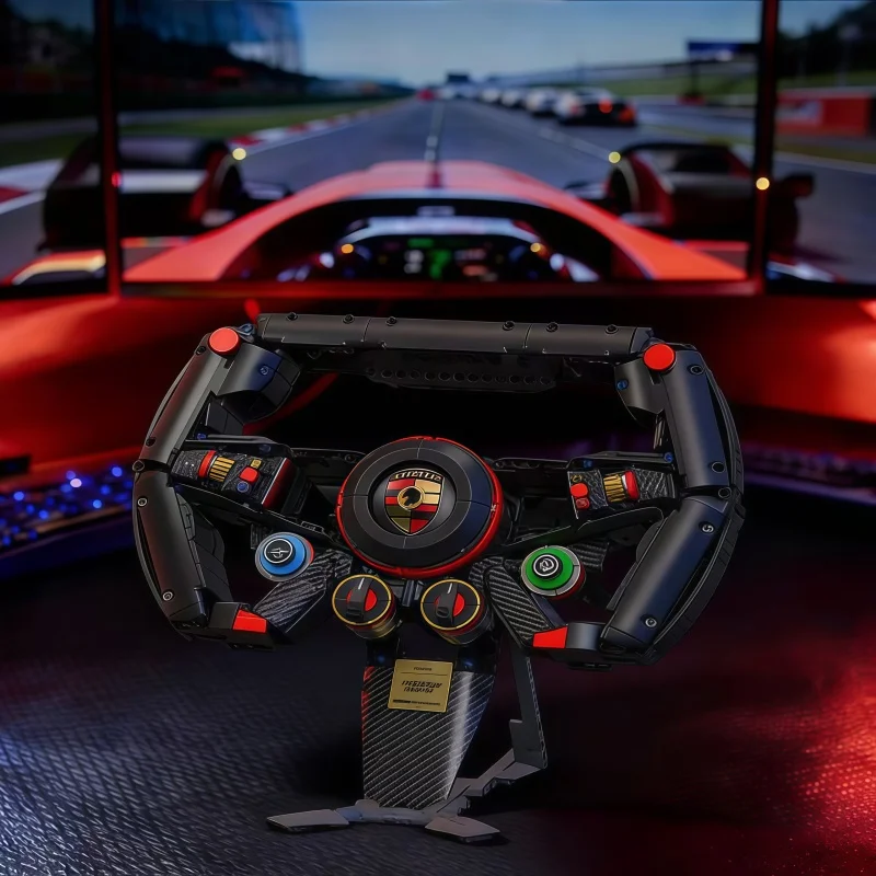 

Racing Simulator Steering Wheel Building Kit, Functional Replica with Phone Holder, Desk Decor & Stress Relief Assembly Toy for
