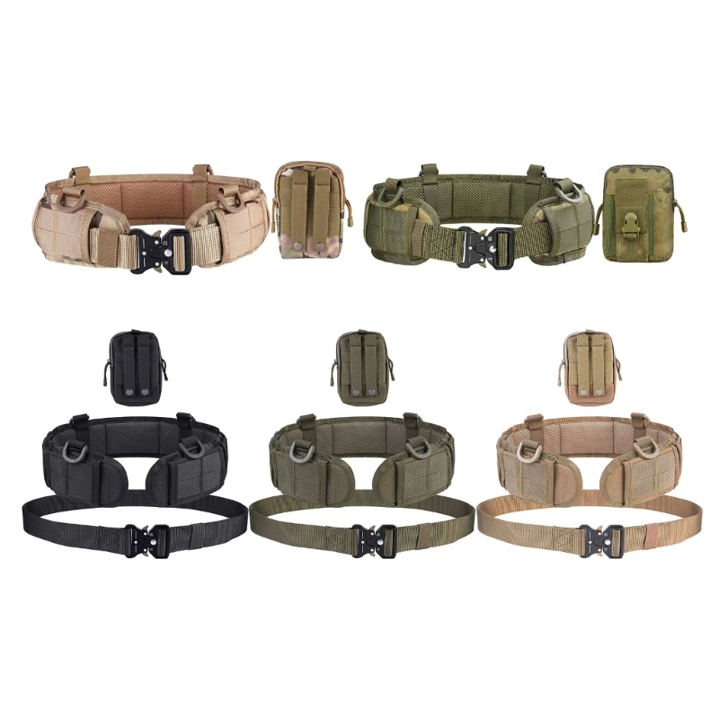 

Utility Belt Waist Pack Set Outdoor Hunting Belt Waist Bag with D Shaped Loop, Metal Buckle for Hunting Hiking Fishing