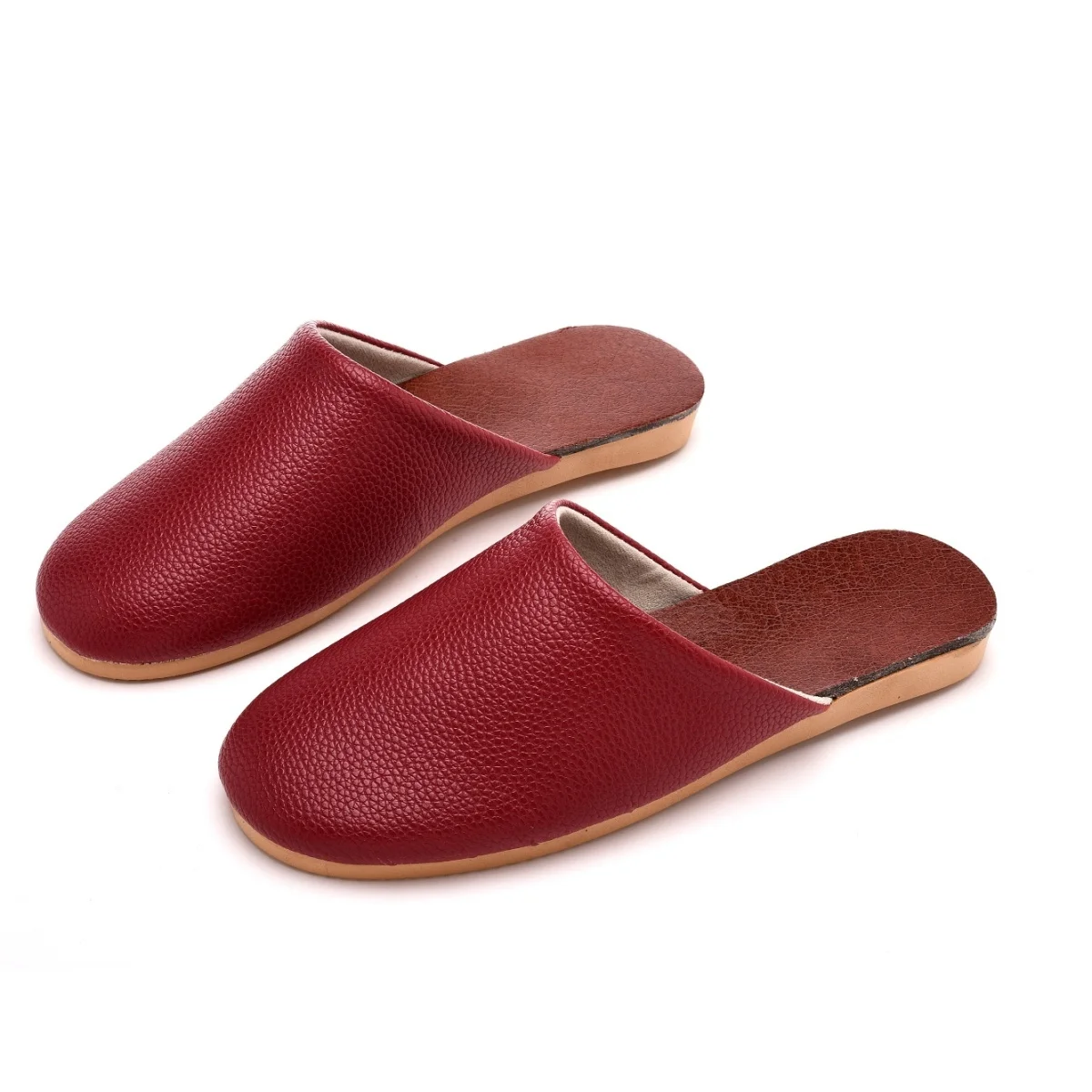 شباشب جلدية سوداء عصرية للرجال شرائح جلدية منزلية محايدة موجزة للنساء مقاومة للماء وغير قابلة للانزلاق شباشب منزلية مسطحة #5