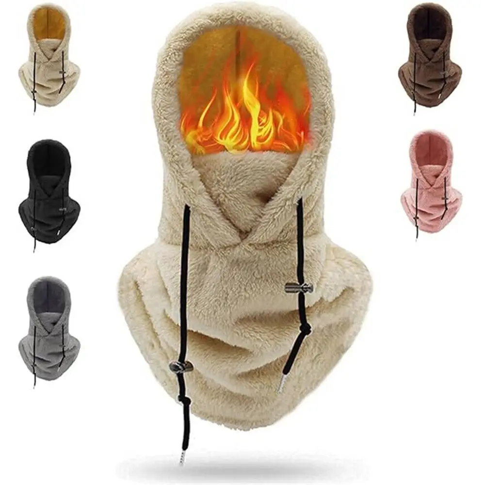 New Arctic Velvet Warm Plush Bicycle Hood Warm Tool Adjustable Warm Hood 3 in 1 Cover Cap Scarf