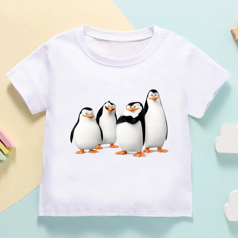 Camiseta con estampado de animales de Madagascar para niños, camisetas de verano para niñas, ropa divertida para bebés, León, cebra, jirafa, gran oferta