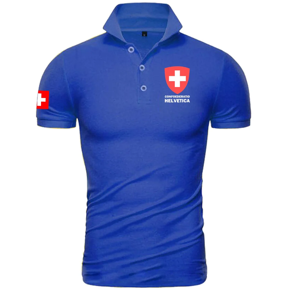 Polo de marque à manches courtes pour hommes, imprimé pour la campagne, Suisse, Hollywood, Suisse, CHE, CH