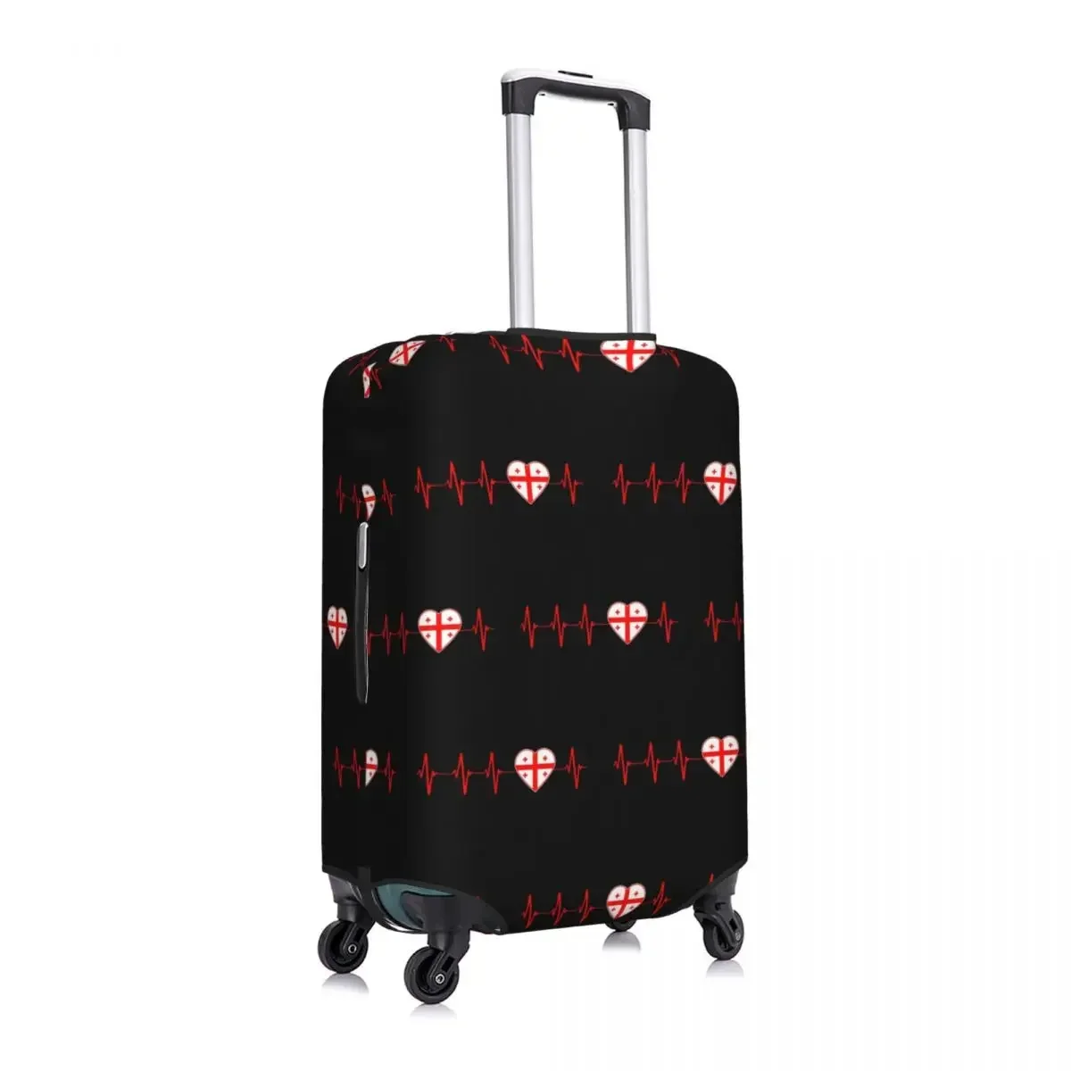 Custom Funny Heartbeat Georgia Flag Luggage Cover Protector Elastic Georgian Heart Family Travel Suitcase Covers