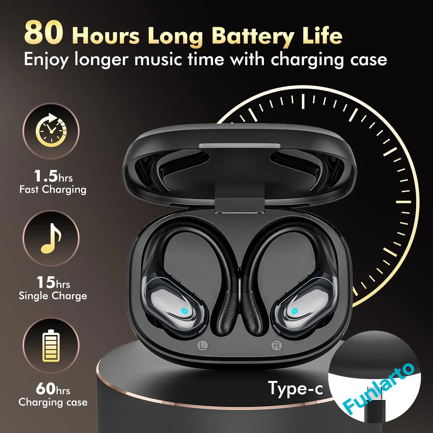 Auriculares deportivos inalámbricos TWS auriculares inalámbricos Bluetooth 5,3 con micrófono de cancelación de ruido ENC IP7 impermeable para correr