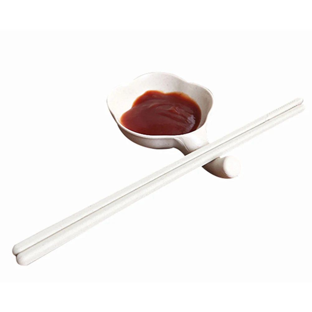 

4pcs Wheat Straw Chopstick Spoon Holder Dipping Sauce Dish Lightweight Multifunctional Tableware For Outdoor Camping Party