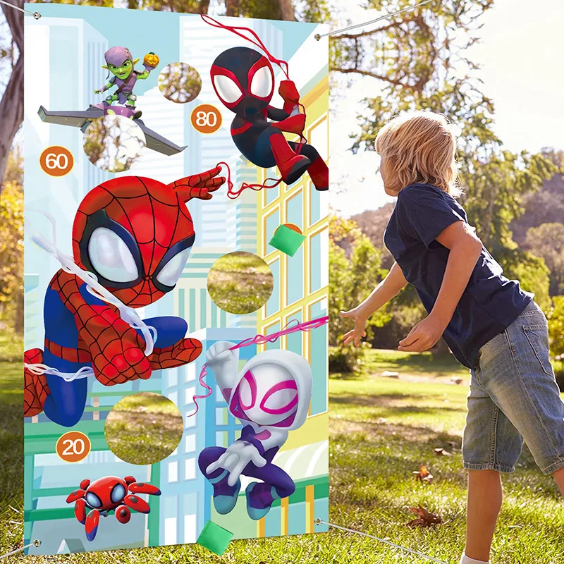 

spider man Theme Party Throw Game Banner Birthday Party Decoration Children's Party Sandbag Game Background Toy birthday gift