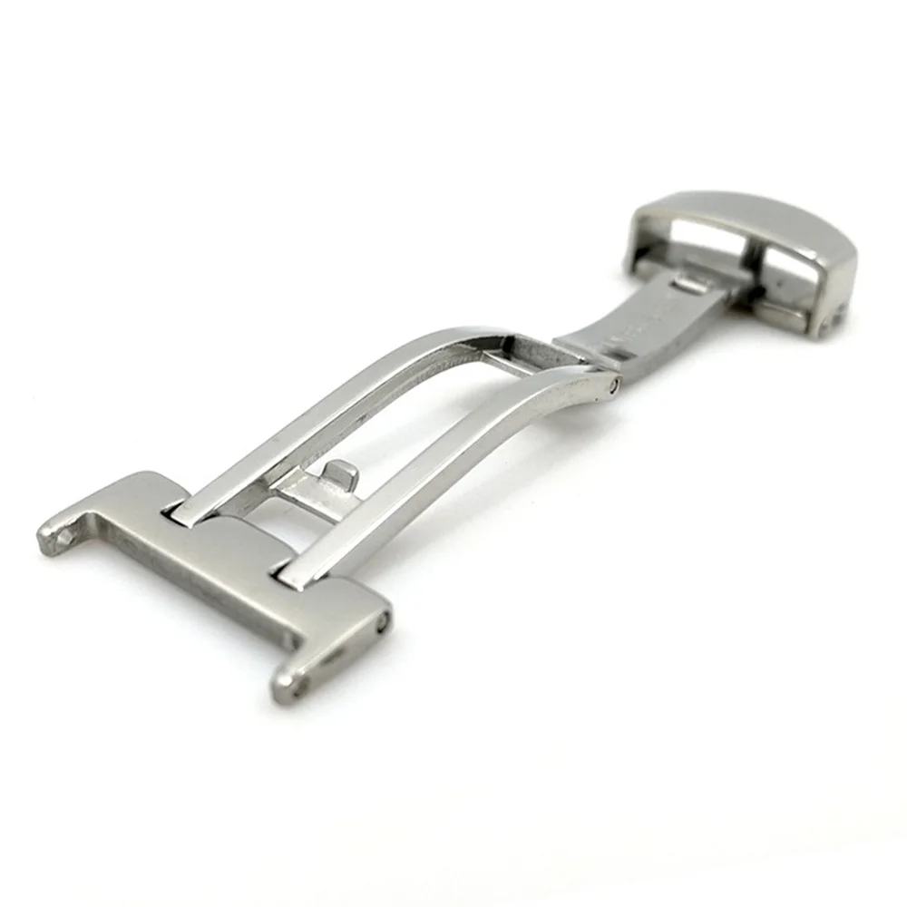 14มม. 16มม. 18มม. 20มม. 22มม. 22มม. หัวเข็มขัดสายนาฬิกาข้อมือโลหะแบบพับได้กระดุมอุปกรณ์เสริมตะขอเงิน