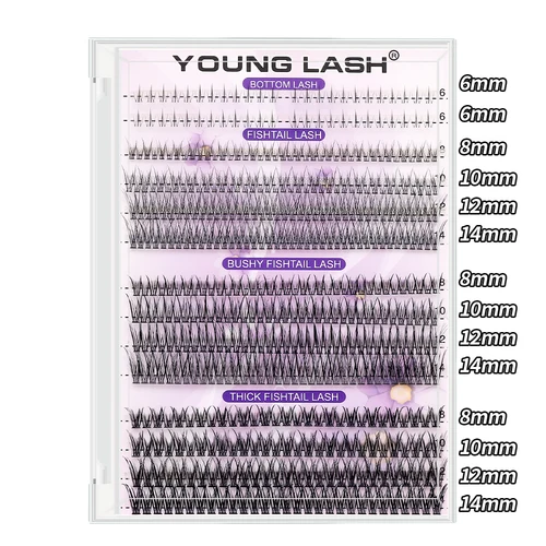 Imagen 2 del producto Pestañas en racimo DIY para jóvenes, embalaje mixto, pestañas inferiores, cola de pez, pestañas en cola de milano, Kit de pestañas prefabricadas con ventiladores de volumen