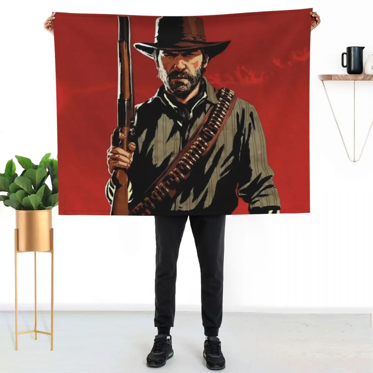 cools art works of rdr 1 and 2 online game Throw Blanket Vintage Sofa Throw Hairys Luxury Throw Flannel Fabric Blankets
